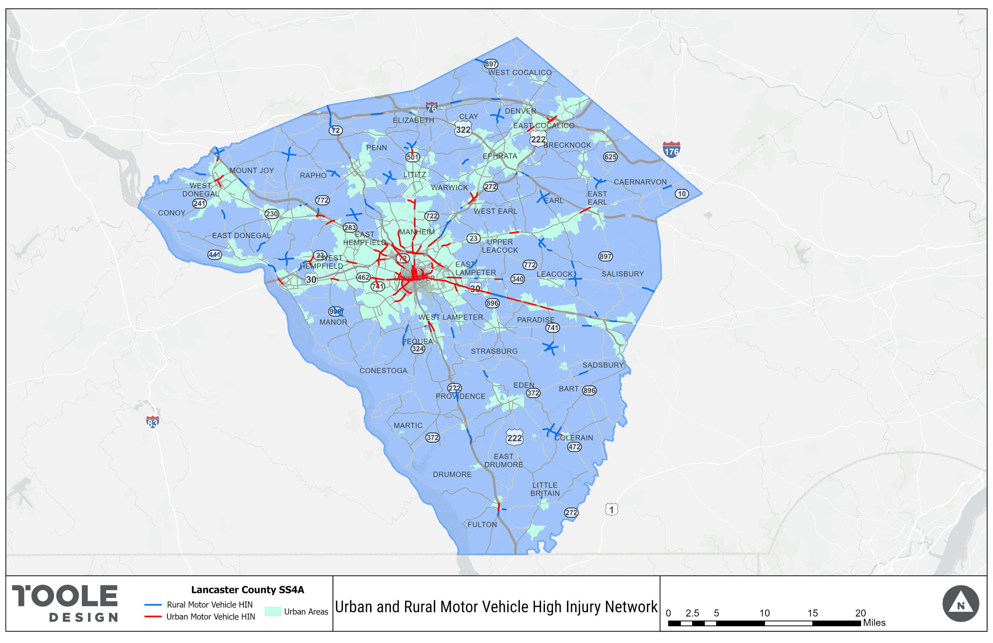 Urban and Rural Motor Vehicle High Injury Network Map